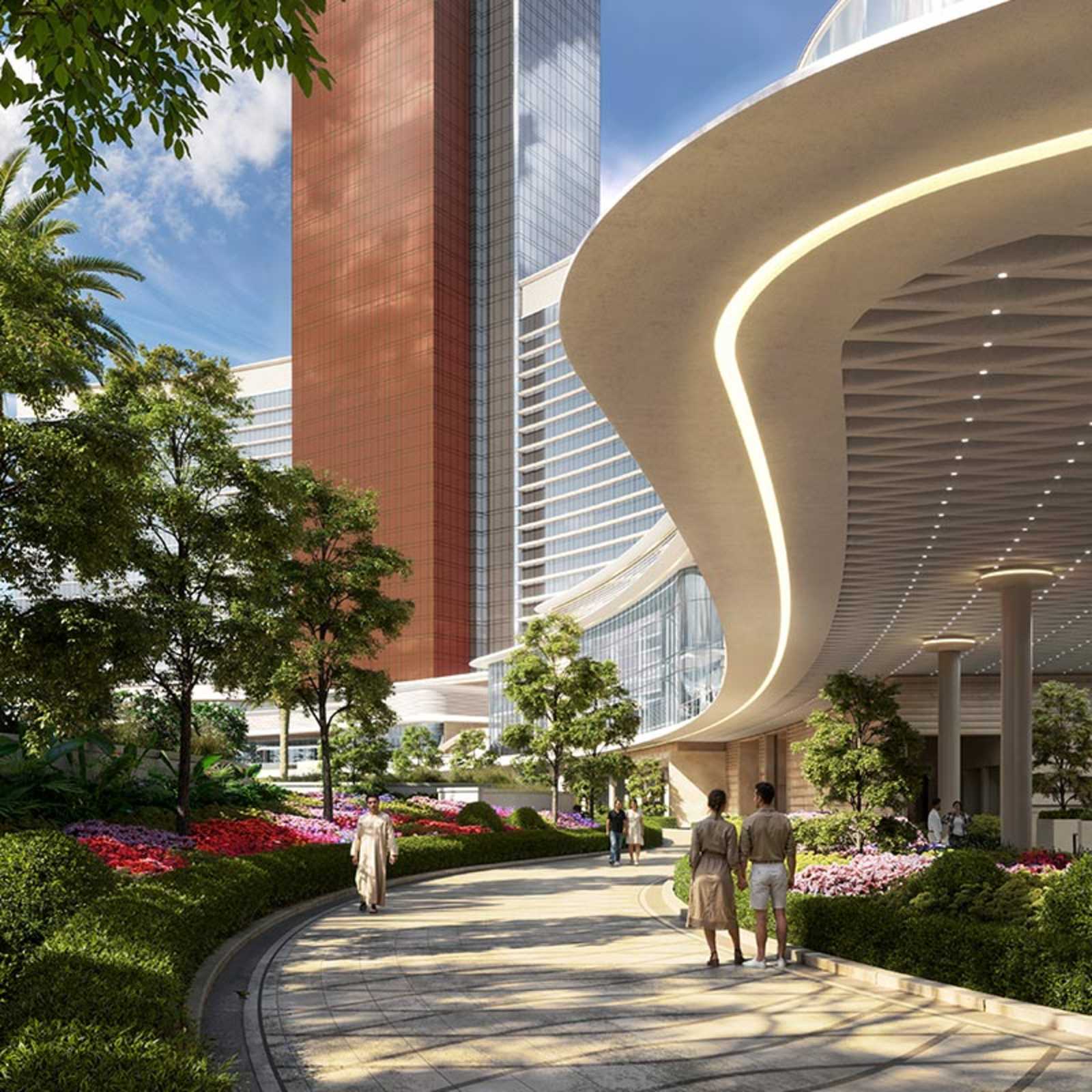 Wynn Al Marjan Island — променад вдоль бассейнов
